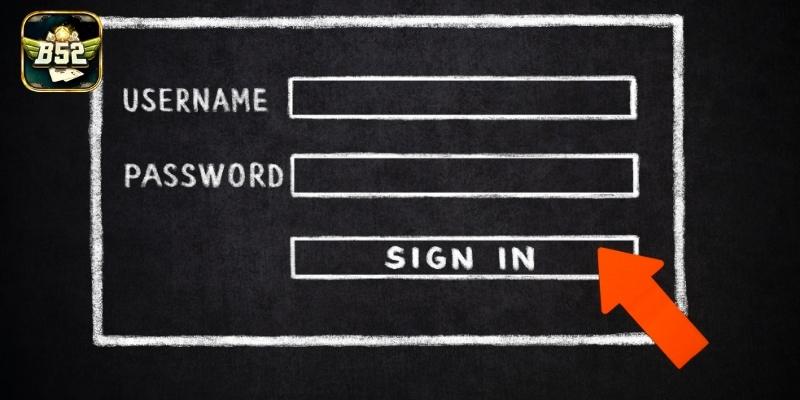 Giao diện đăng nhập B52 với ô nhập tên tài khoản và mật khẩu